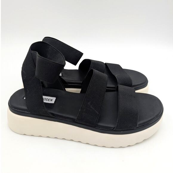 Steve Madden Adele Platform Flat Sandal Women's Ankle Strap Black Size US8M EU39 - Picture 3 of 10